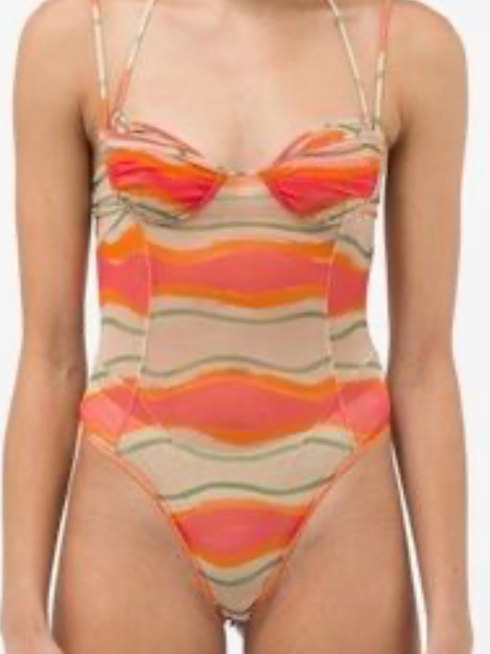 Jacquemus One-Piece bodysuit in Coral and Orange Wave